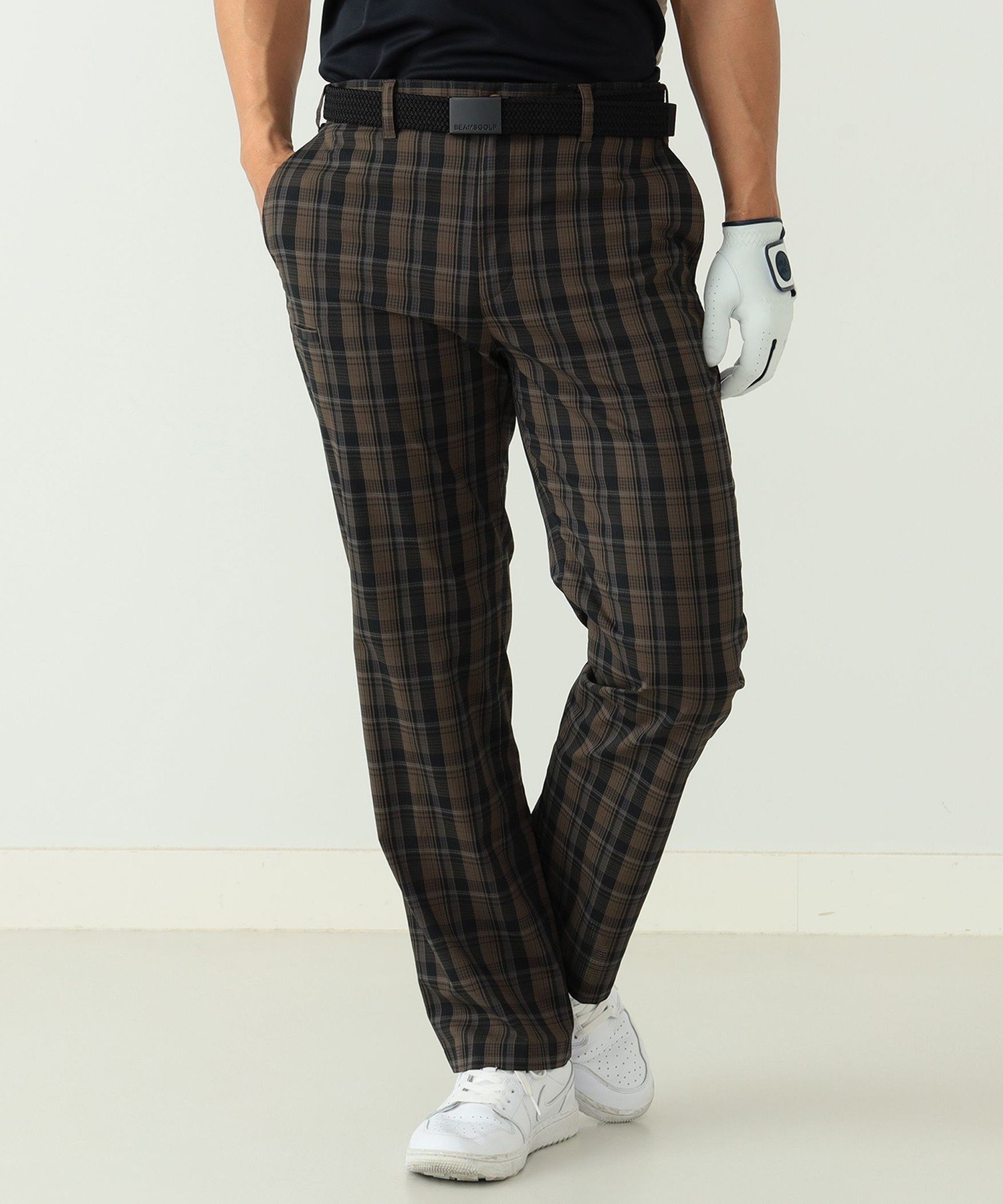 【SALE/50%OFF】BEAMS GOLF ORANGE LABEL ORANGE LABEL / ドットエア(R)チェック ストレートパンツ ビームス アウトレット パンツ その他のパンツ ブラウン ネイビー【送料無料】