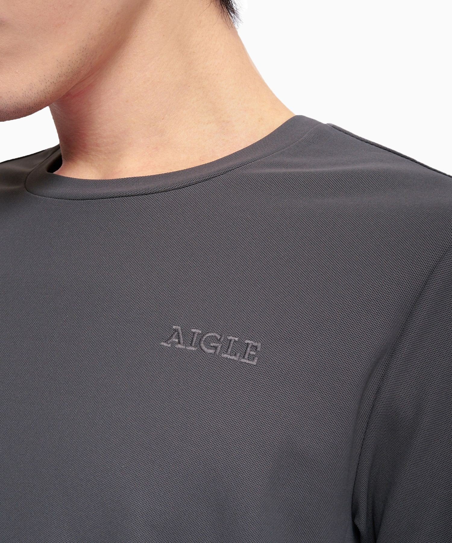 【SALE／30%OFF】AIGLE 吸水速乾 UVカット 接触冷感 COOL TOUCH ワンポイント刺繍ロゴ半袖Tシャツ エーグル トップス カットソー・Tシャツ ネイビー【送料無料】