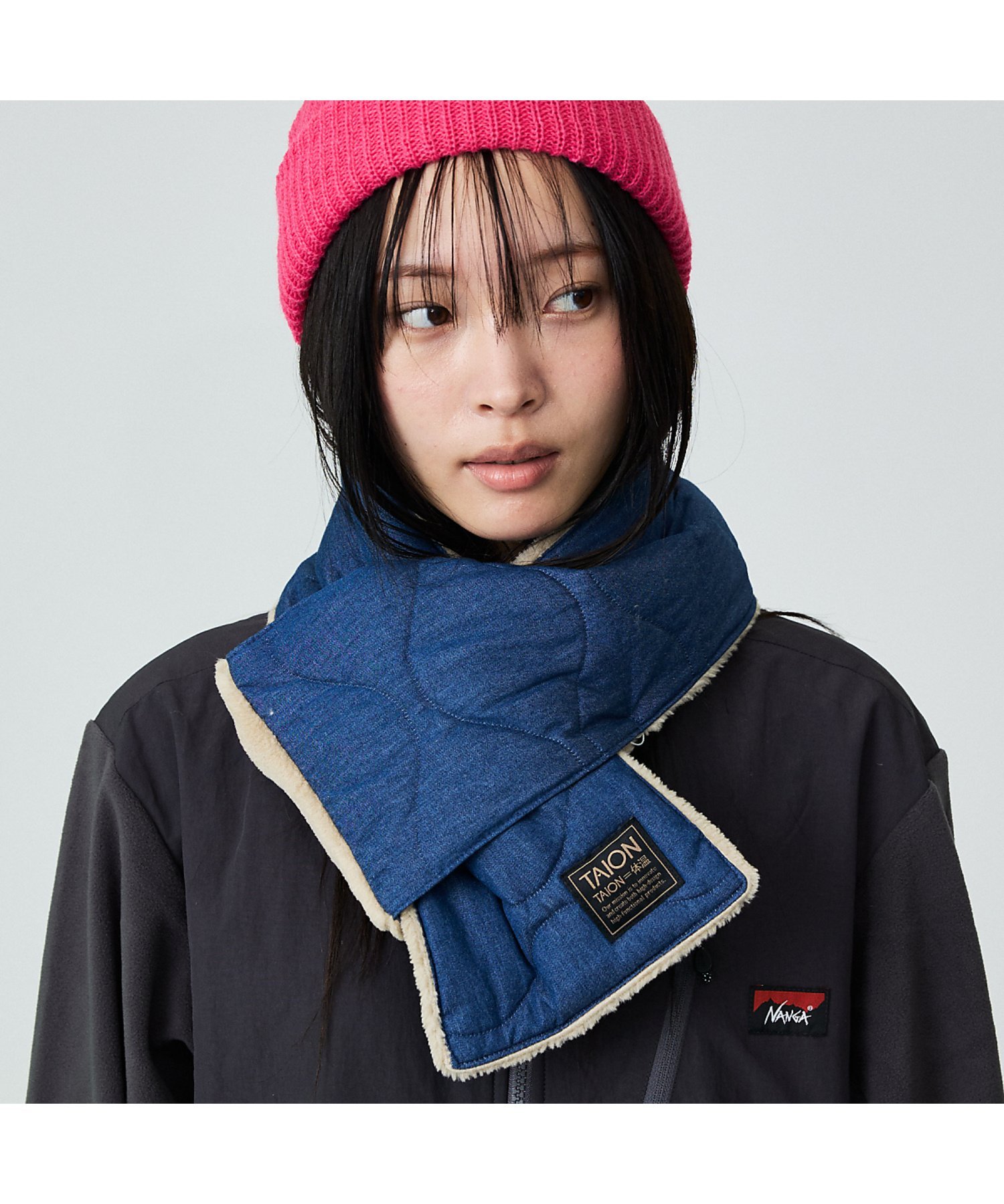 ABAHOUSE LASTWORD 【TAION / タイオン】ミリタリー リバーシブル ダウンマフラー/デニム/リ アバハウ..