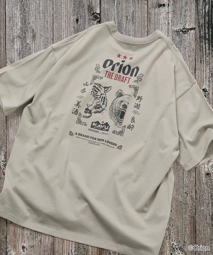 KAVU 限定展開 KAVU×ORION 別注 ビッグシルエット アニマルバックプリント クルーネック Tシャツ フリークスストア トップス カットソー・Tシャツ ベージュ ホワイト ピンク ブラック