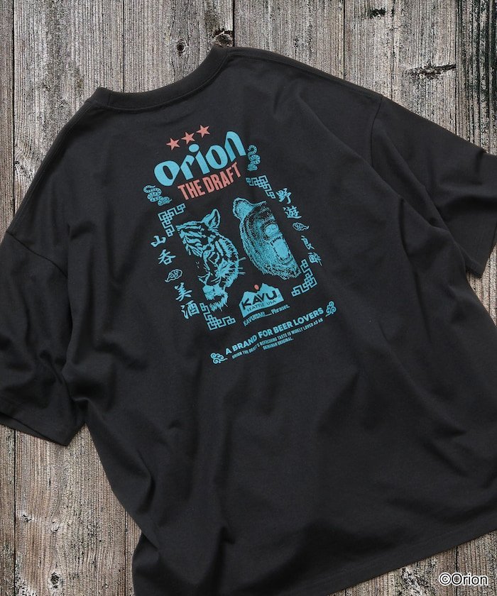 KAVU 限定展開 KAVU×ORION 別注 ビッグシルエット アニマルバックプリント クルーネック Tシャツ フリークスストア トップス カットソー・Tシャツ ベージュ ホワイト ピンク ブラック