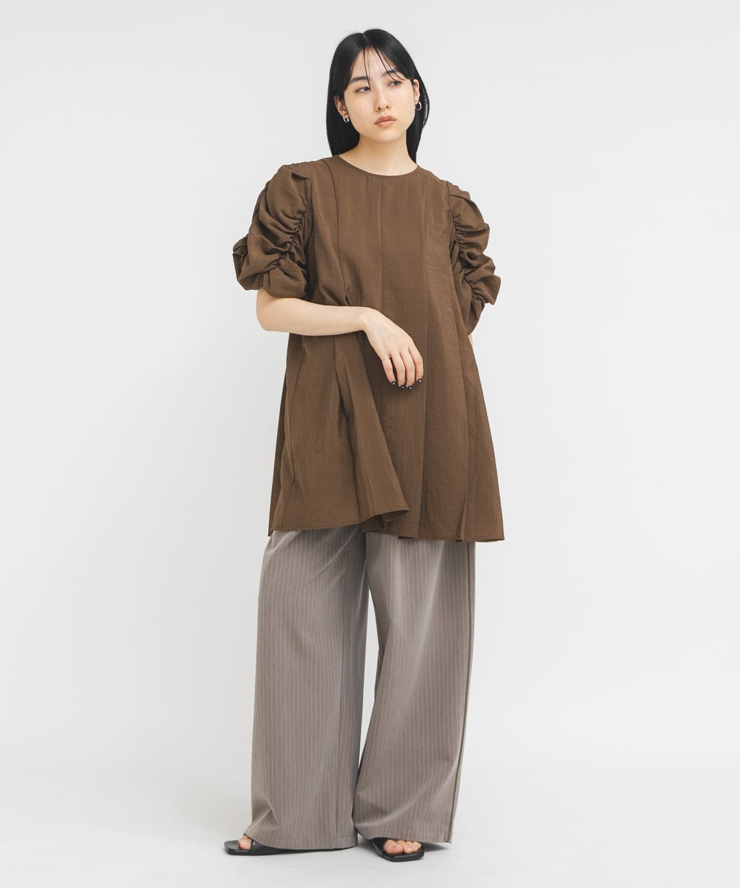 KBF Shirred Sleeve Mini Dress (KBF Dresses & Gowns) - Available in Brown, White, and Black. [Free Shipping]