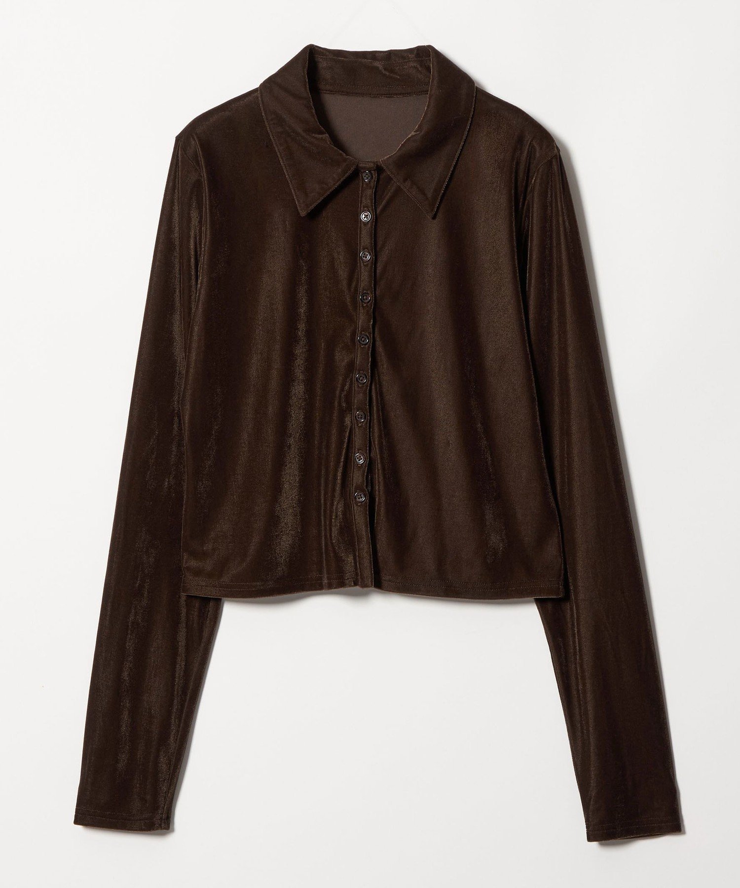 ＜EMMEL REFINES＞EM ベロア エリボタン ロングスリーブ ユナイテッドアローズ アウトレット トップス カットソー・Tシャツ ブラウン