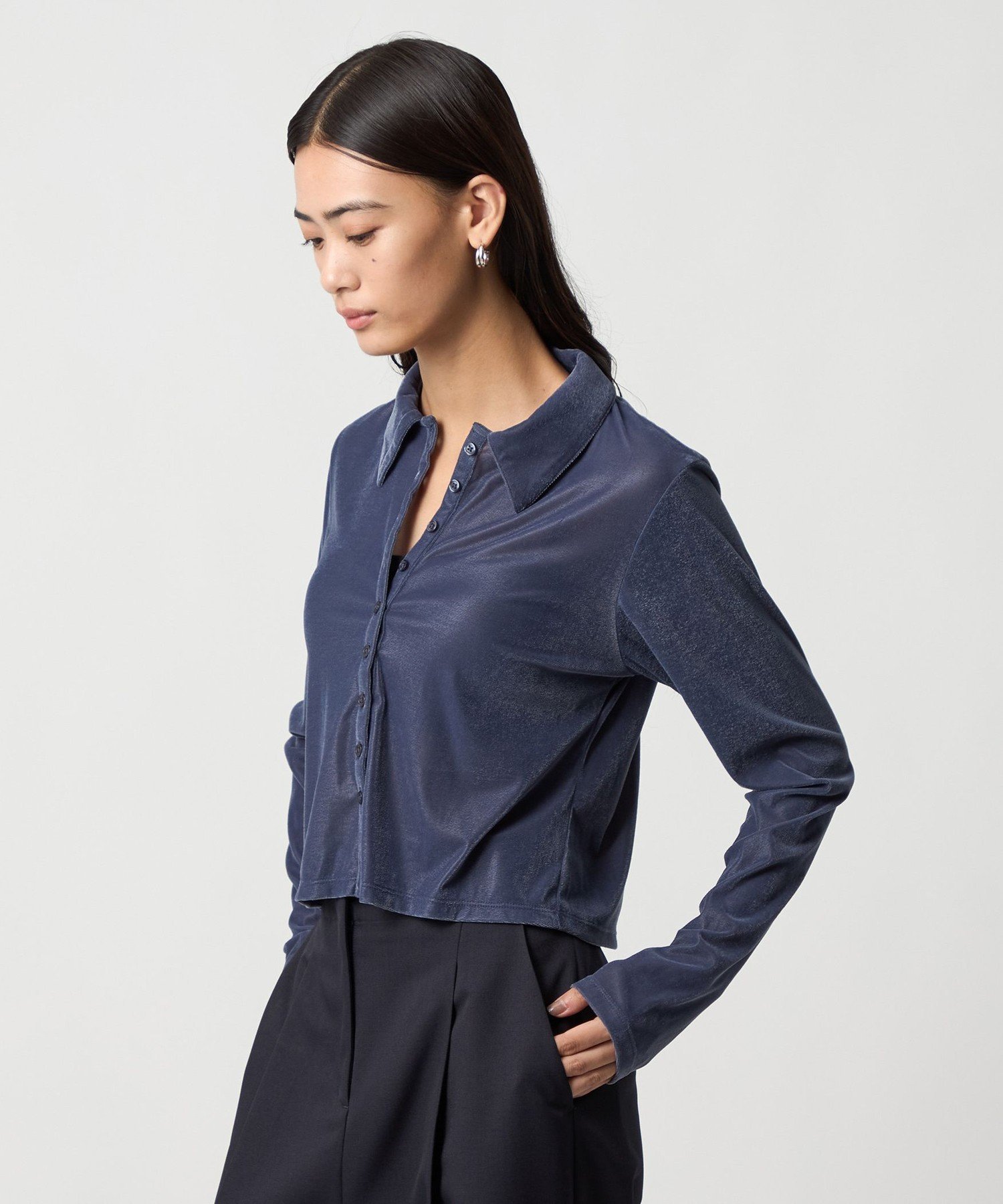 ＜EMMEL REFINES＞EM ベロア エリボタン ロングスリーブ ユナイテッドアローズ アウトレット トップス カットソー・Tシャツ ブラウン