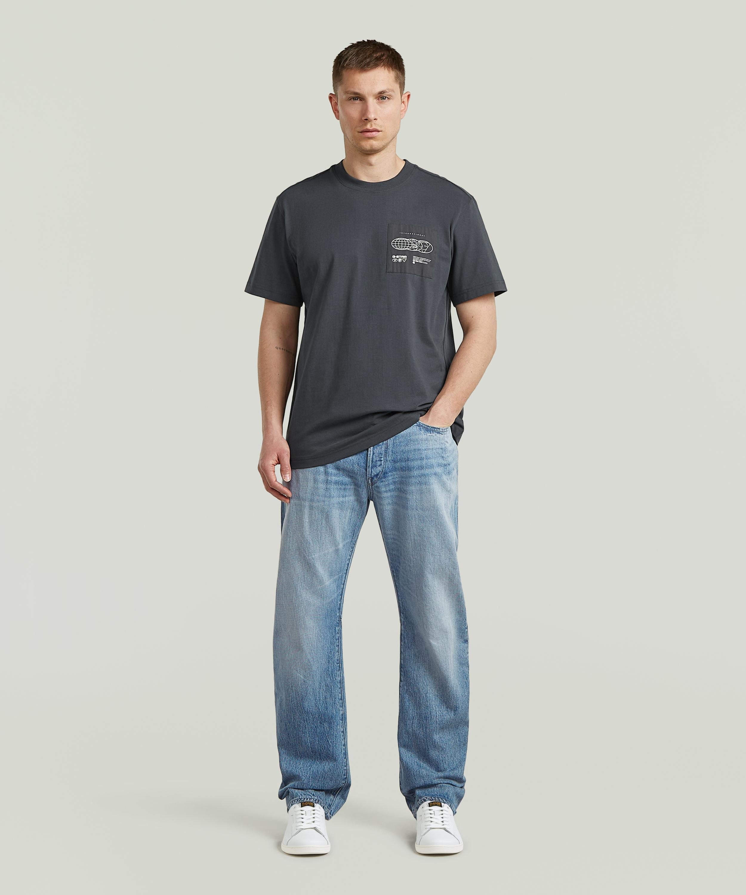 【公式ショップ】Applique Graphic T-Shirt/アップリケグラフィックTシャツ ジースターロゥ トップス カットソー・Tシャツ ネイビー