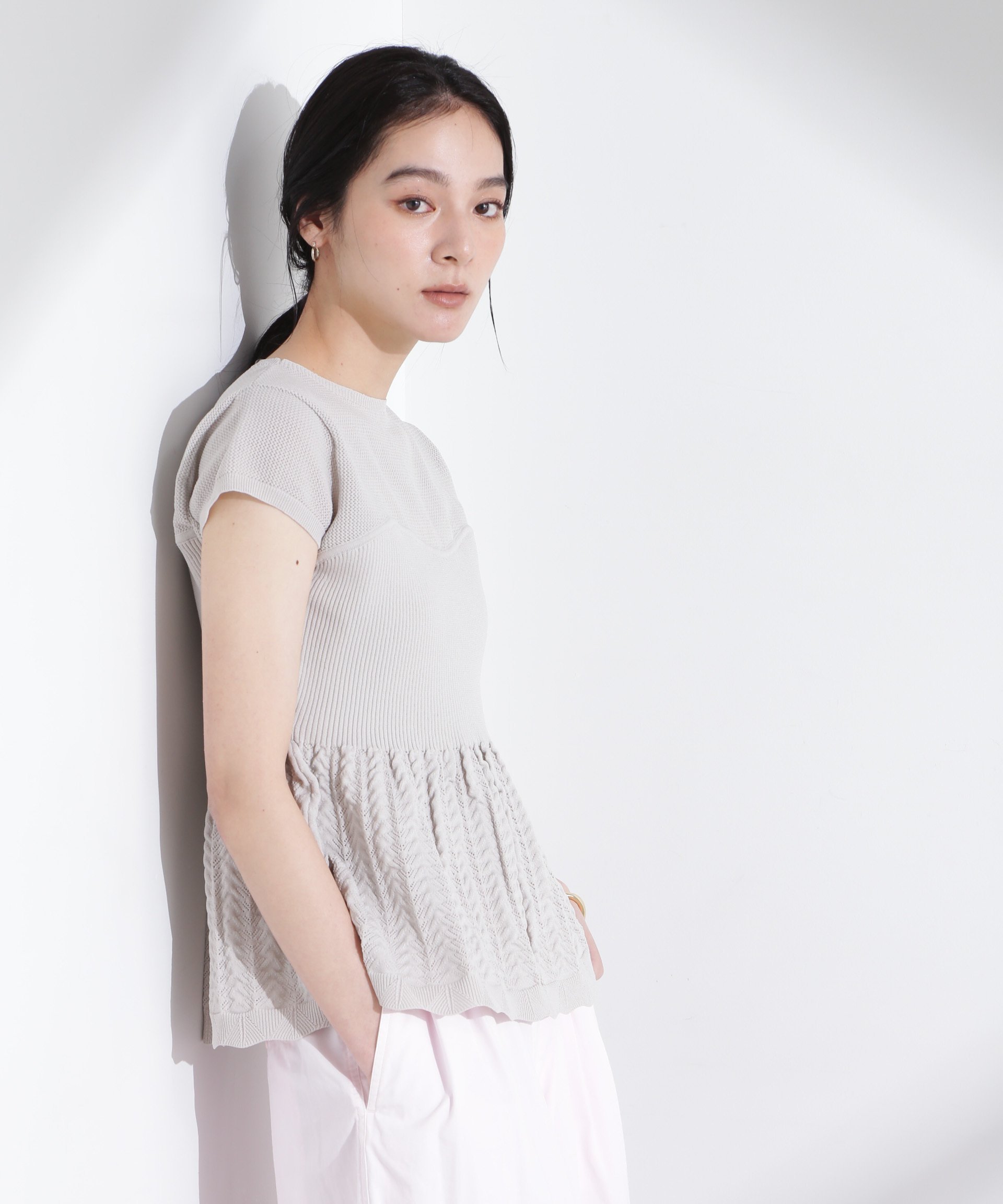 【SALE／40%OFF】NANO universe スカラップデザインニットトップス ナノユニバース トップス ニット ベージュ ブラック【送料無料】 stylife-15031901 Rakuten Fashion サンプル画像3