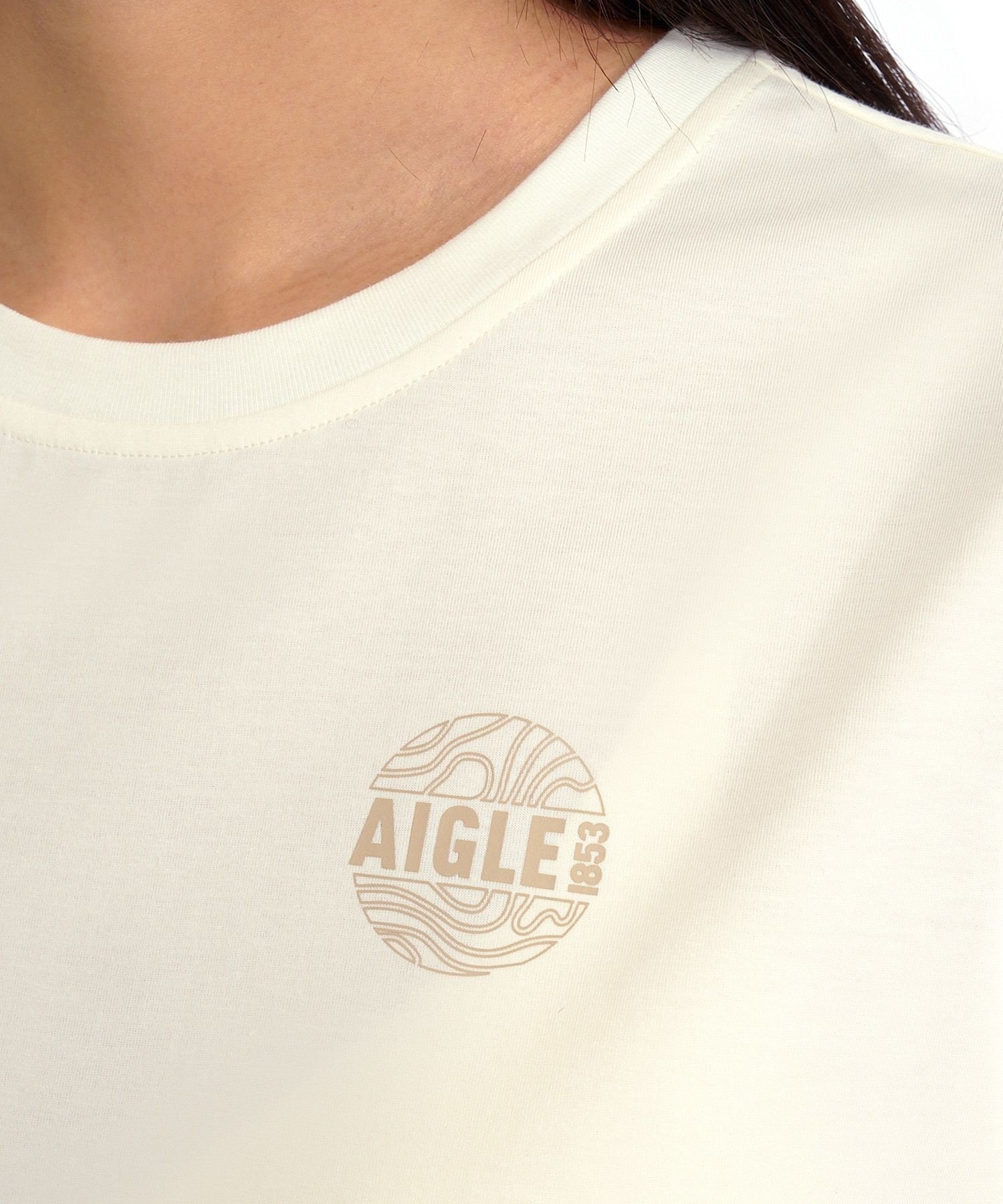 【SALE／30%OFF】AIGLE UVカット スリムフィット ロゴプリント半袖Tシャツ エーグル トップス カットソー・Tシャツ ネイビー ホワイト【送料無料】