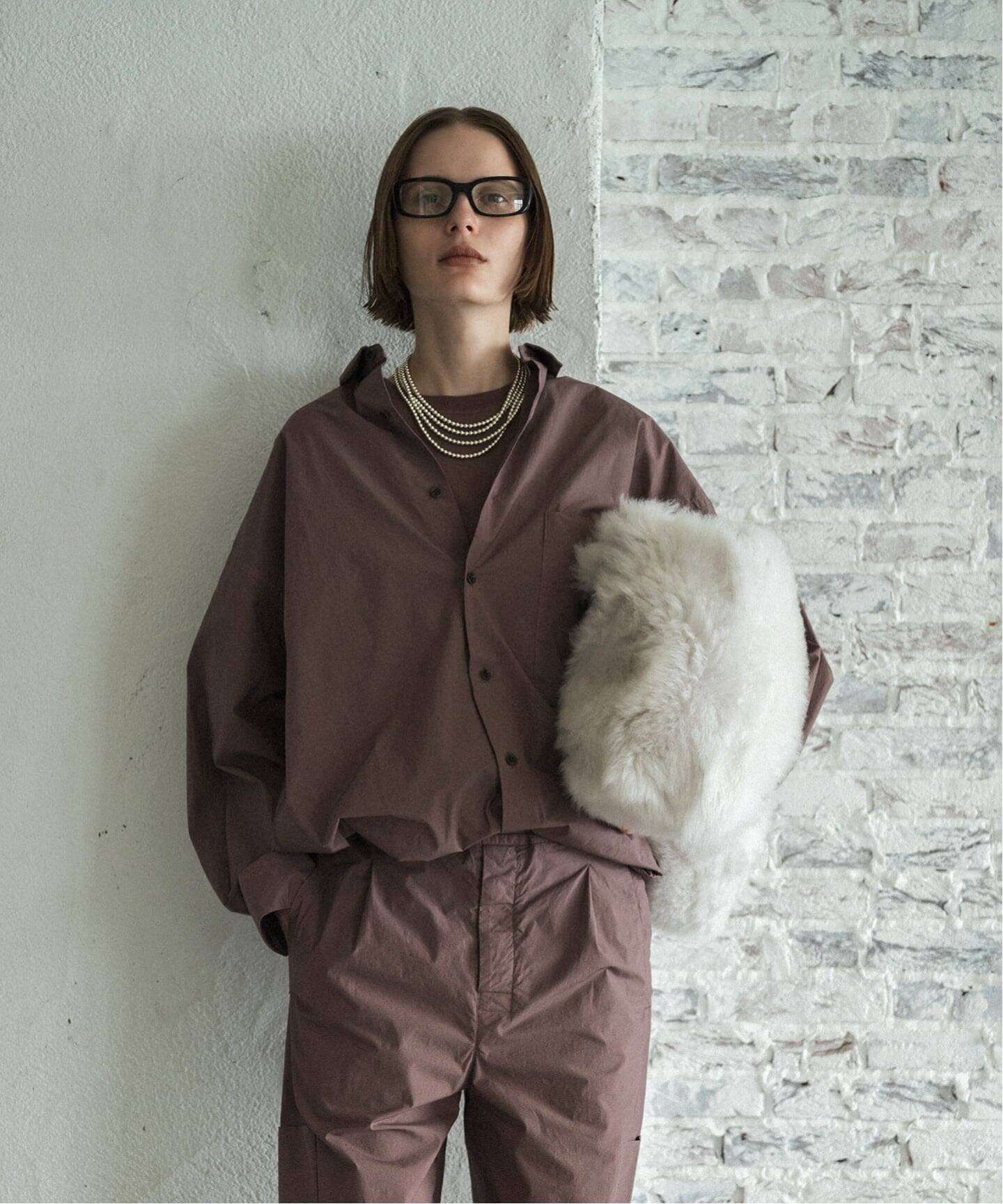 CALMER NATURAL DYE BIG SH / ナチュラルダイビッグシャツ スピックアンドスパン トップス シャツ・ブラウス ブラウン グレー