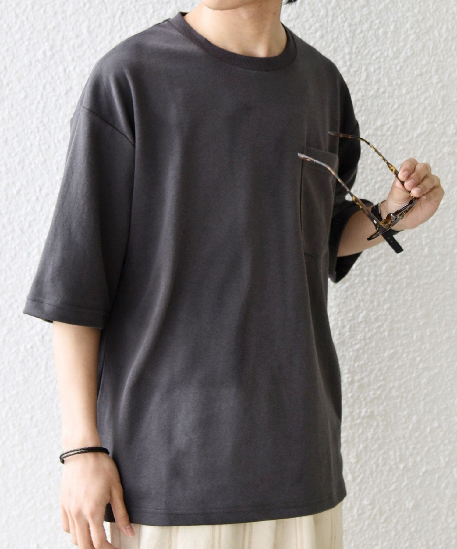 SHIPS any:＜接触冷感＞COOL TOUCH スムース リラックス ポケット Tシャツ 26SS◇ シップス トップス カットソー・Tシャツ グレー ブラック ネイビー ベージュ ホワイト