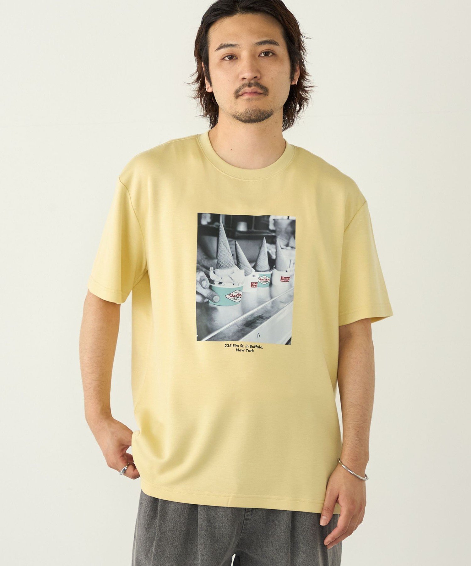 【SALE／30%OFF】SHIPS Colors SHIPS Colors:Sealtest(R) ICE CREAM プリント Tシャツ シップス トップス カットソー・Tシャツ ブラック イエロー ホワイト