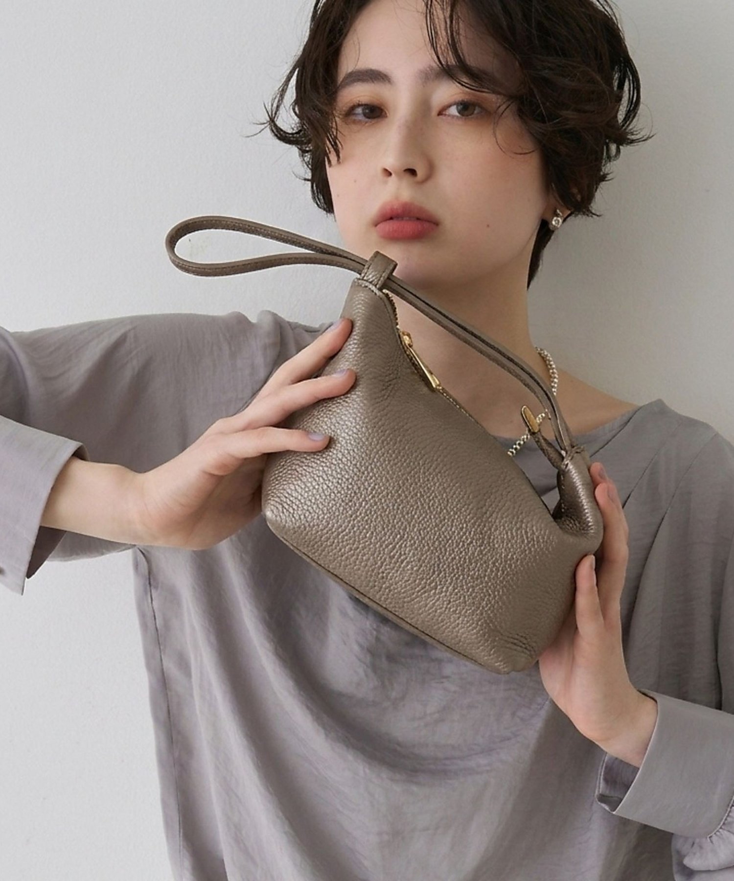 Rouge vif la cle 【AULENTTI/オウレンティ】ワンハンドル レザーハンドバッグ/ポーチバッグ ルージュ・ヴィフ ラクレ バッグ その他のバッグ ブラウン ブラック
