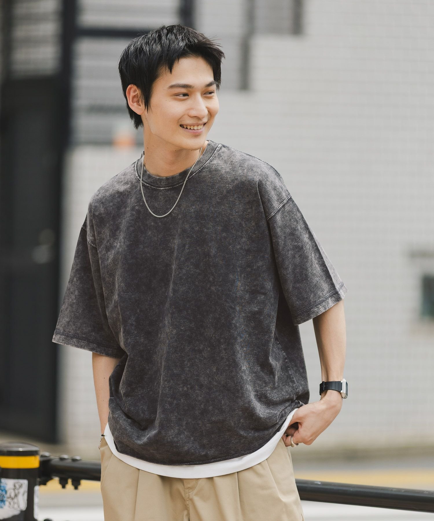 RAGEBLUE ヴィンテージライク/ケミカル加工オーバーサイズTシャツ レイジブルー トップス カットソー・Tシャツ ホワイト グレー ネイビー ブラウン【送料無料】