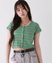 【SALE/30%OFF】repipi armario マルチボーダーチビトップス レピピアルマリオ トップス カットソー・Tシャツ グリーン ピンク イエロー