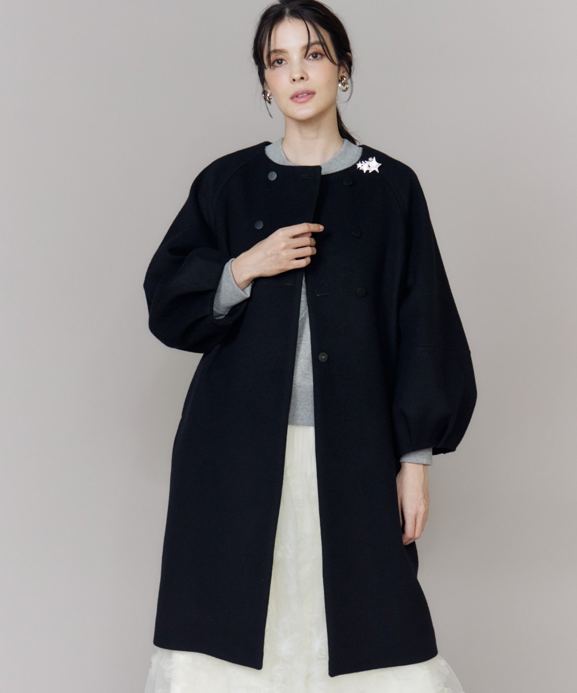 Maglie par ef-de 《大きいサイズ》ダブル釦袖ボリュームコート マーリエ ル カセット ジャケット・ア..