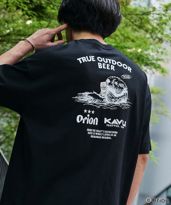 KAVU 限定展開 KAVU×ORION 別注 ビッグシルエット アニマルバックプリント クルーネック Tシャツ / ラッコ フリークスストア トップス カットソー・Tシャツ ホワイト グレー ブラック ベージュ