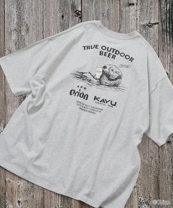 KAVU 限定展開 KAVU×ORION 別注 ビッグシルエット アニマルバックプリント クルーネック Tシャツ / ラッコ フリークスストア トップス カットソー・Tシャツ ホワイト グレー ブラック ベージュ