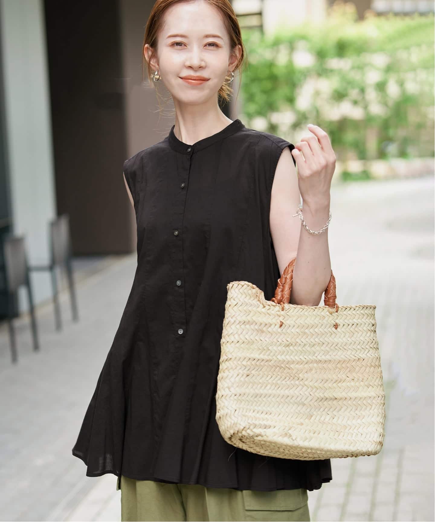 SLOBE IENA パネルフレアスタンドカラーシャツ スローブ イエナ トップス シャツ・ブラウス ブラック ブルー イエロー