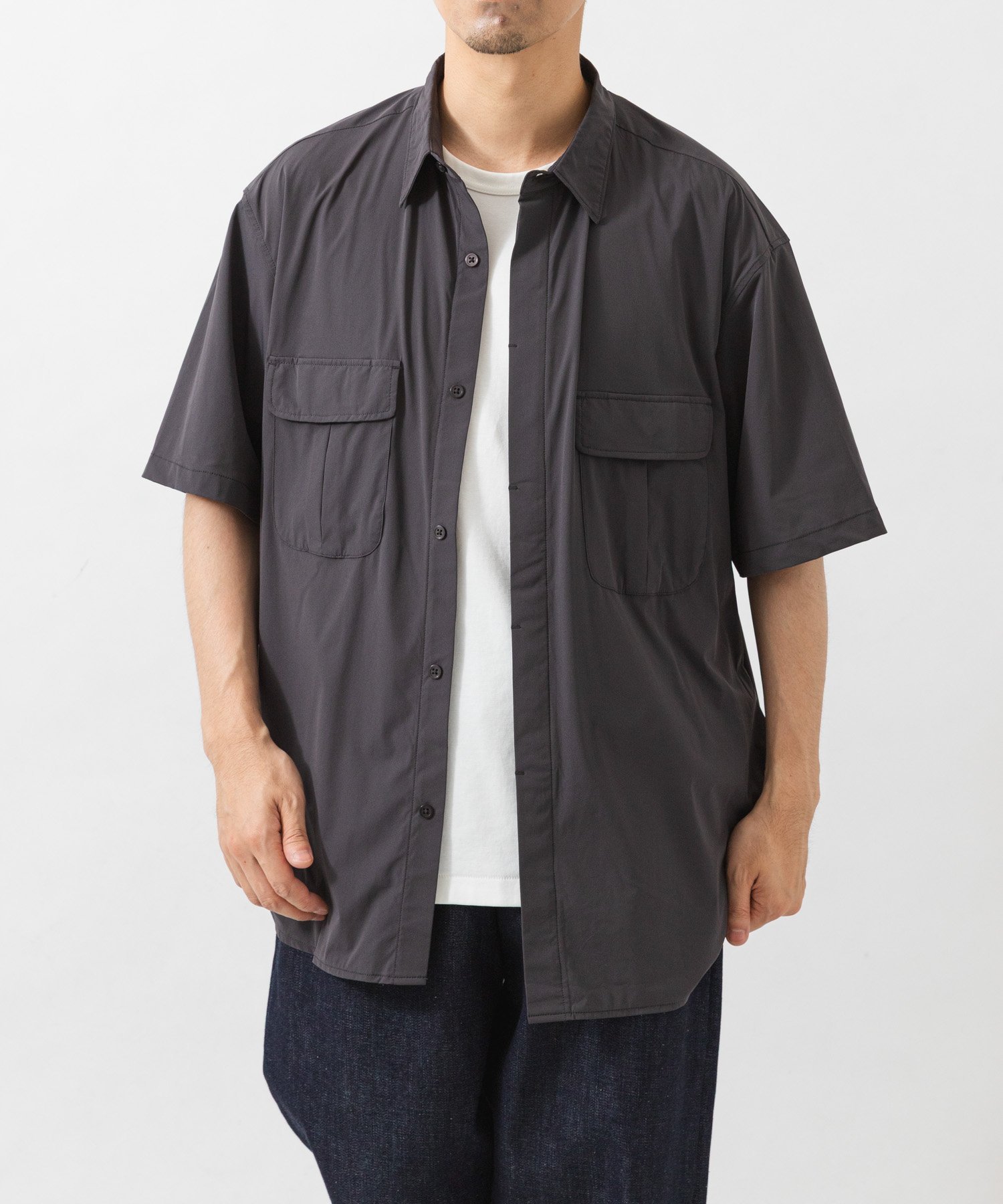 URBAN RESEARCH 『撥水/接触冷感』『UR TECH MoLight』PACKABLE SHIRTS アーバンリサーチ トップス シャツ・ブラウス グレー ブラック