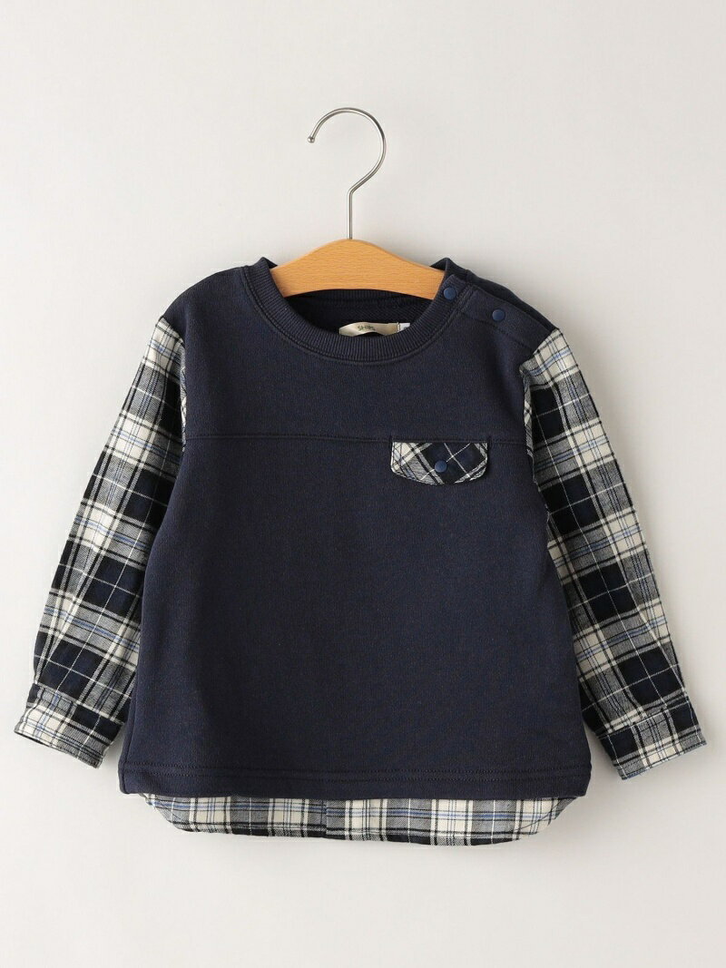 【SALE／50%OFF】SHIPS KIDS SHIPS KIDS:スウェット*シャツ コンビ トップス(80~90cm) シップス トップス その他のトップス ネイビー グレー