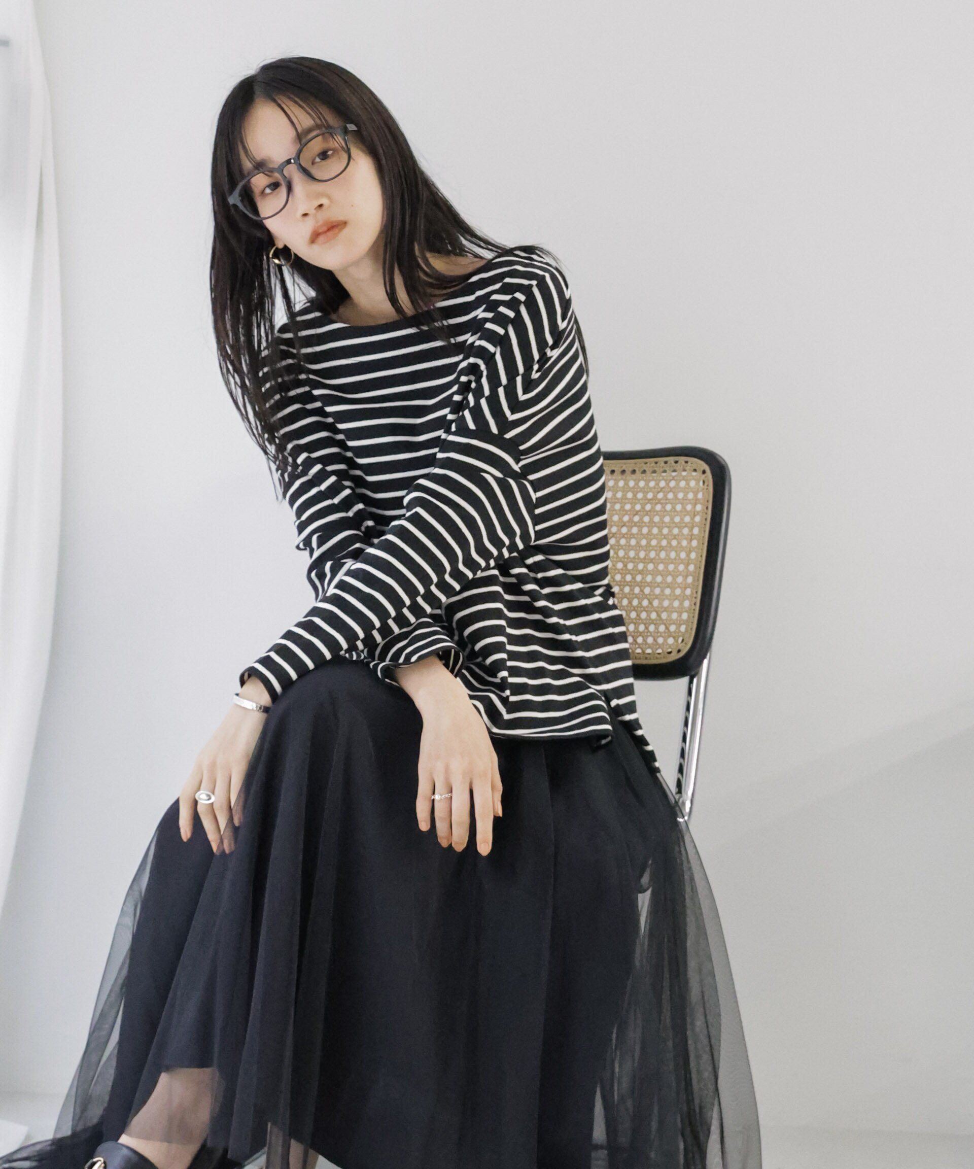 【SALE／30%OFF】NANO universe WEB限定/ボーダーワイドドロップトップス ナノユニ...