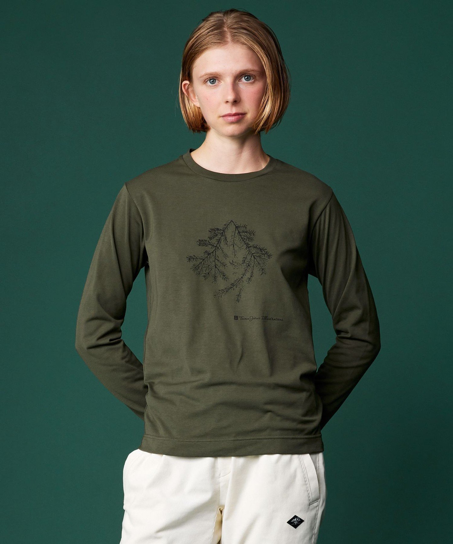 ABBOUD 【テーム・ヤルヴィコラボレーション商品・サスティナブル】ビオグレース天竺 ロングスリーブ Tシャツ ジョセフアブード トップス カットソー・Tシャツ ホワイト カーキグリーン ブラウン ネイビー