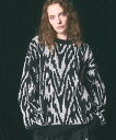 【SALE/30%OFF】MAISON SPECIAL Prime-Over Thunder Mesh Jacquard Crew Neck Knit Pullover メゾンスペシャル トップス ニット ブルー ブラック【送料無料】(4)
