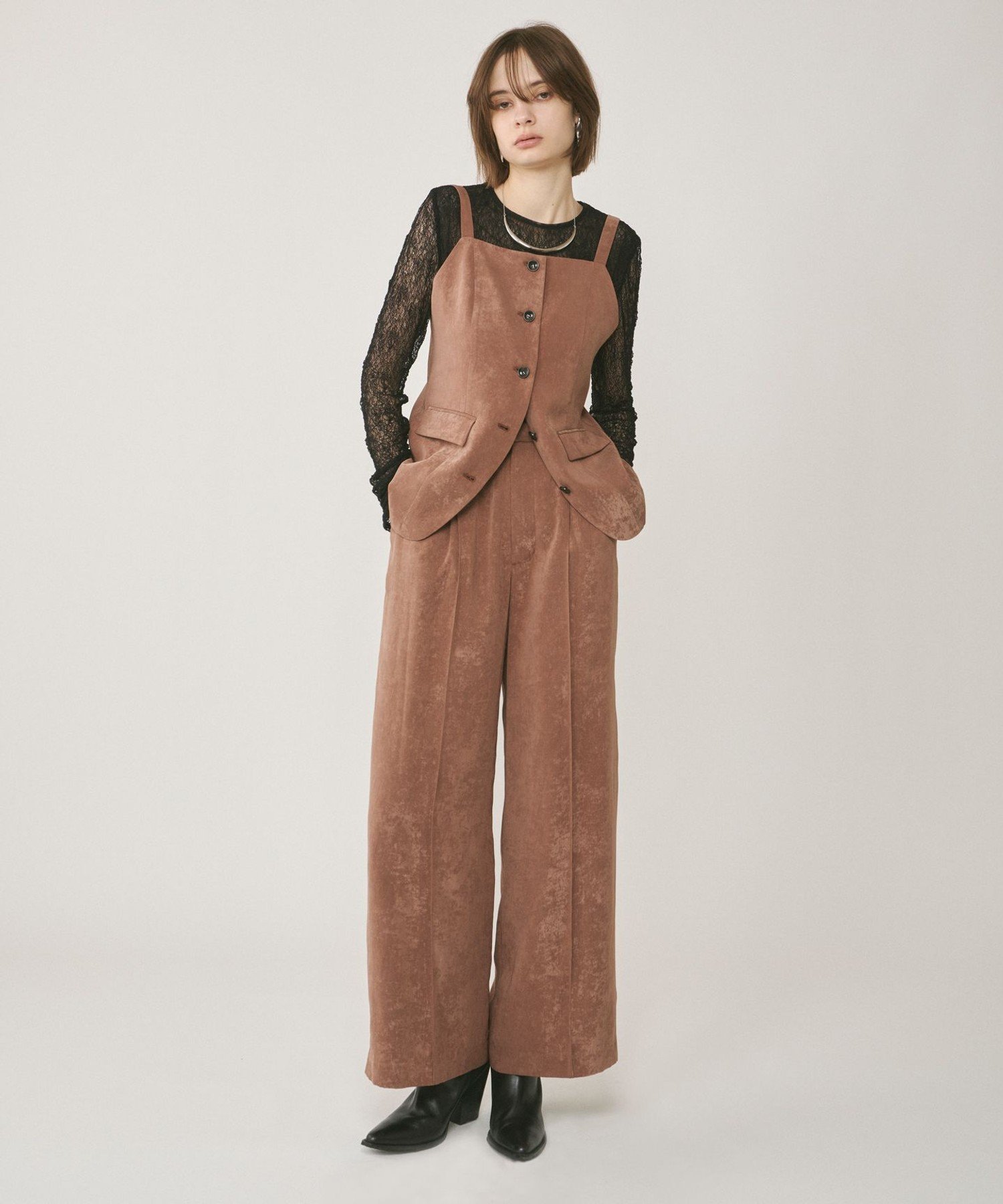 【SALE／50%OFF】GRACE CONTINENTAL クラッシュサテンパンツ グレースコンチネンタル パンツ その他のパンツ ブラウン ピンク【送料無料】