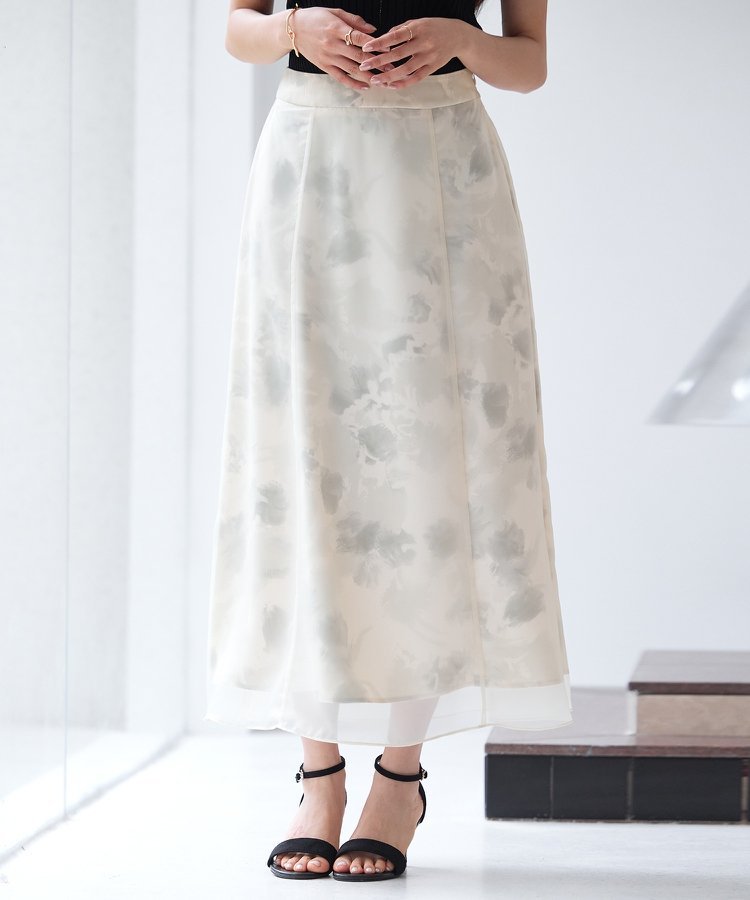 【SALE／50%OFF】SAISON DE PAPILLON シアー花柄ハイウエストスカート セゾン・ド・パピヨン スカート その他のスカート パープル グリーン ピンクのサムネイル