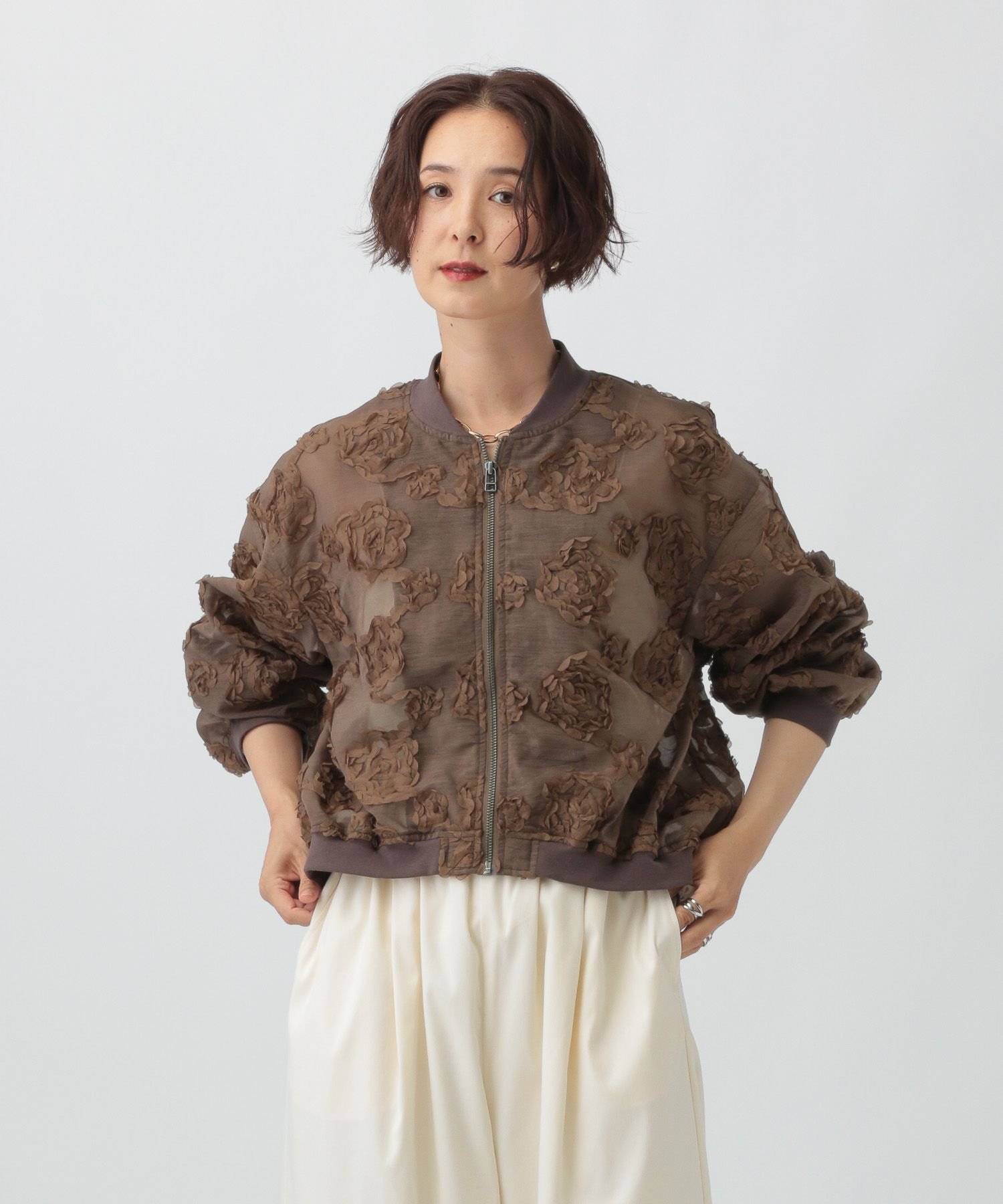 【SALE／50%OFF】LEPSIM レーシーブルゾン レプシィム ジャケット・アウター ブルゾン・ジャンパー ブラウン ブラック