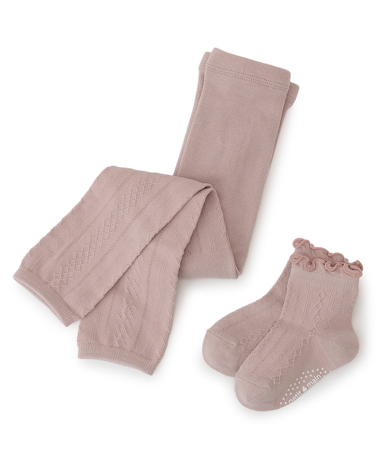 petit main レギンス+ソックスセット ナルミヤオンライン 靴下・レッグウェア レギンス・スパッツ ピンク グレー ベージュのサムネイル