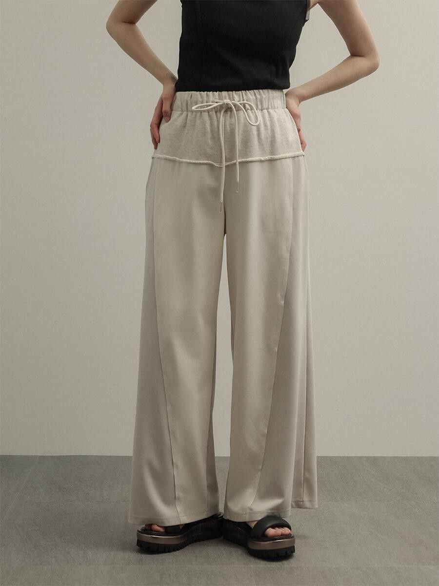 RADIATE 異素材切替リラックスワイドパンツ ラシュッド パンツ その他のパンツ ベージュ グレー