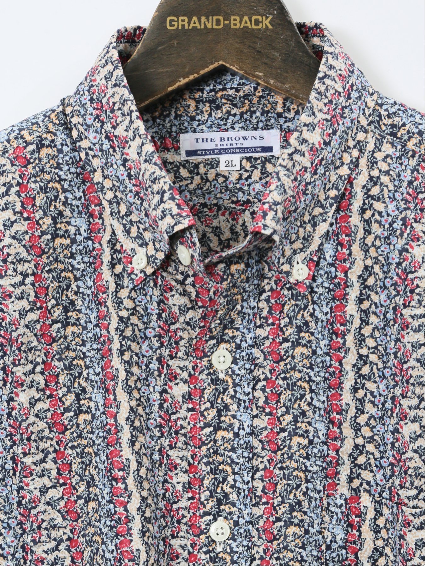 GRAND-BACK 【大きいサイズ】CLASSIC THE BROWNS 日本製 綿リップル ボタンダウン長袖シャツ 【26SS】 タカキュー トップス シャツ・ブラウス【送料無料】
