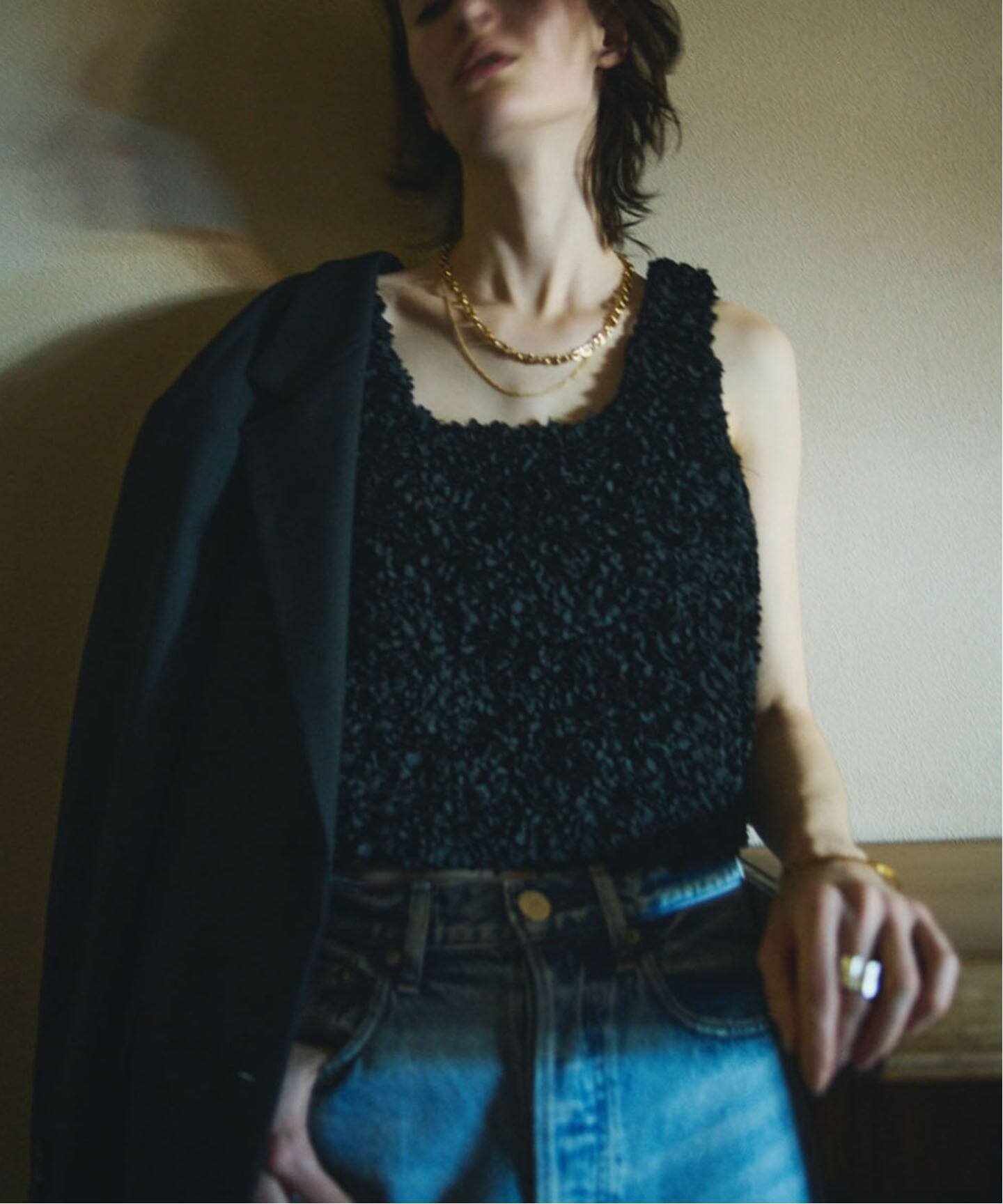 VERMEIL par iena PETAL タンクトップ ヴェルメイユ パー イエナ トップス シャツ・ブラウス ブラック