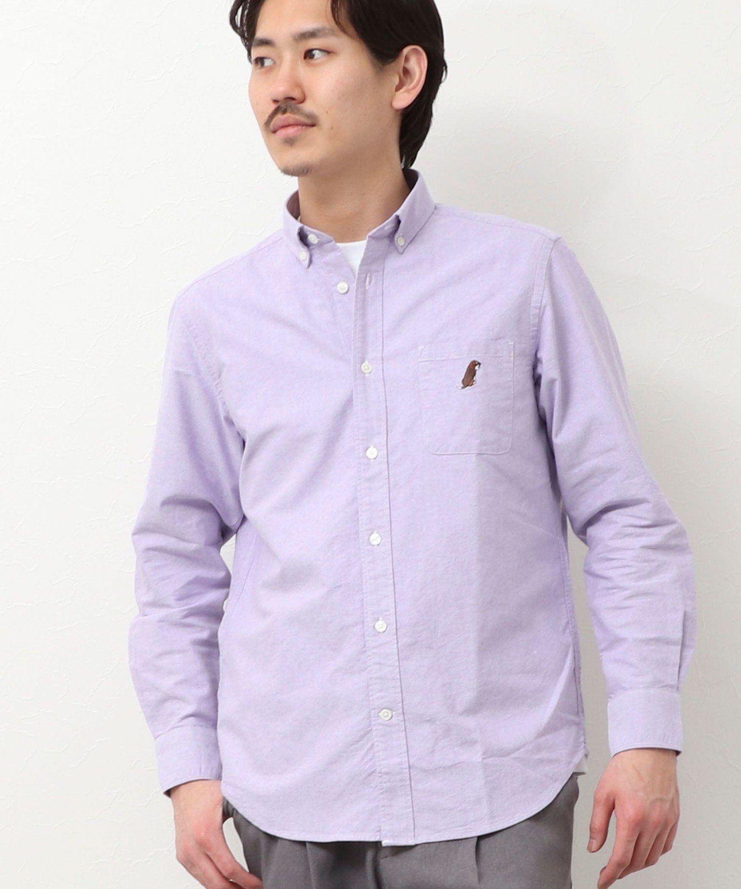 【SALE／30%OFF】NOLLEY'S LIGHT 【sunglaDOG】 オックスBDシャツ ノーリーズ トップス シャツ・ブラウス グレー パープル ホワイト【送料無料】