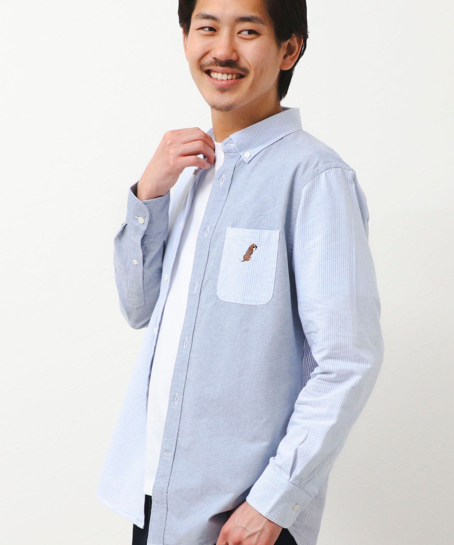 【SALE／30%OFF】NOLLEY'S LIGHT 【sunglaDOG】 オックスBDシャツ ノーリーズ トップス シャツ・ブラウス グレー パープル ホワイト【送料無料】