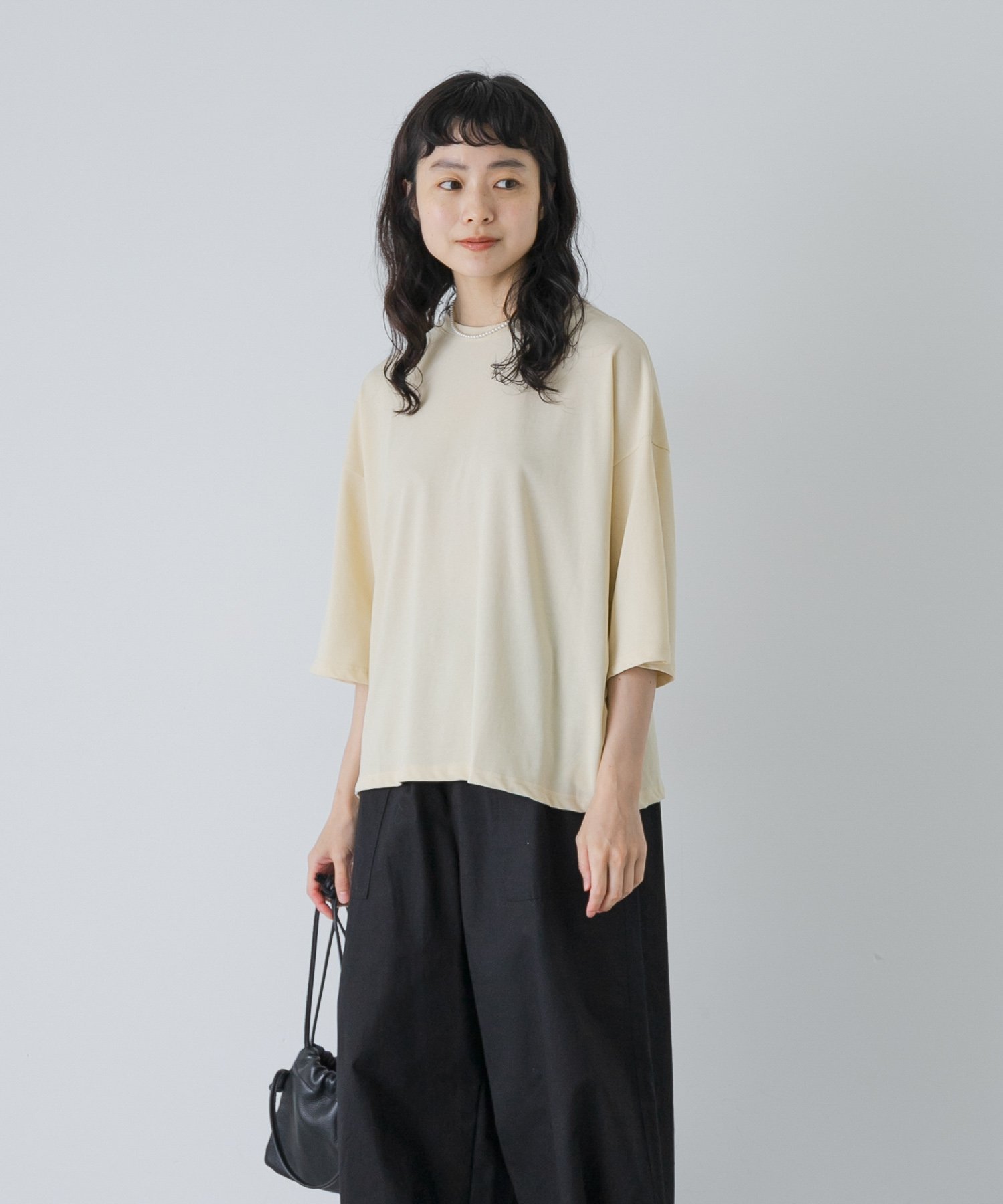 かぐれ ワイドTシャツ カグレ トップス カットソー・Tシャツ イエロー ネイビー ホワイト