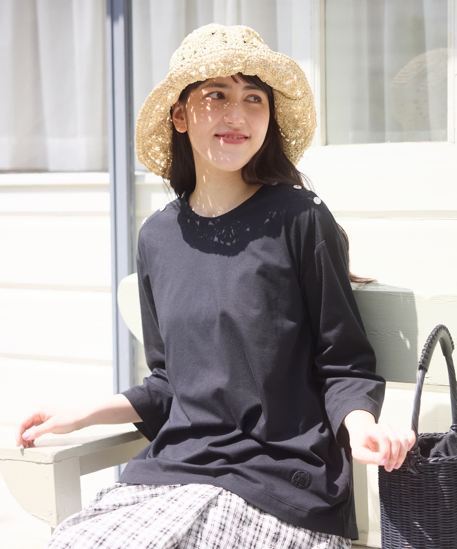 Other - CARA O CRUZ 【UVケア 接触冷感 吸水速乾】ショルダーボタンカットソー キャラ・オ・クルス トップス カットソー・Tシャツ ネイビー ホワイト ブラック【送料無料】