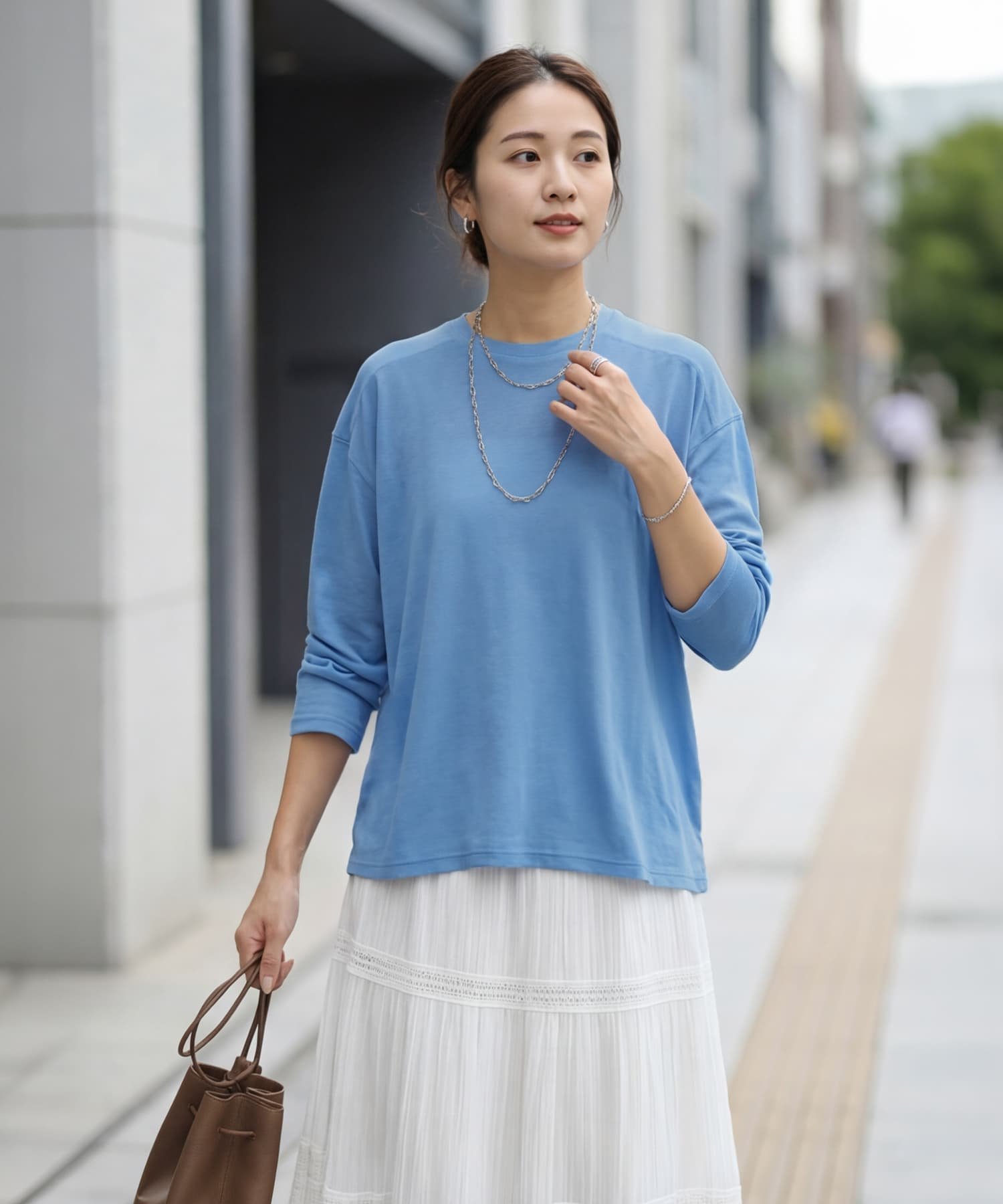 STYLE DELI とろみ落ち感ニット編みカットトップス スタイルデリ トップス カットソー・Tシャツ ブラック ブルー ホワイト