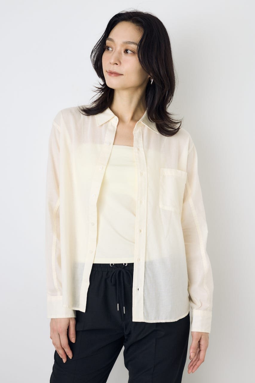【SALE／50%OFF】AZUL BY MOUSSY ベーシックコットンシアーシャツ アズールバイマウジー トップス シャツ・ブラウス グリーン グレー