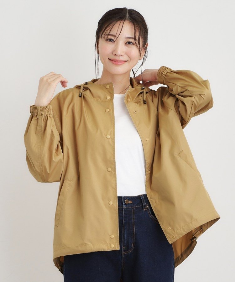 LAURA ASHLEY HOME 【大人気!収納用トートバッグ付き】ペニーウェル グローヴ柄 ショート レインコート ローラ アシュレイ ジャケット・アウター レインコート ベージュ カーキグリーン ブルー