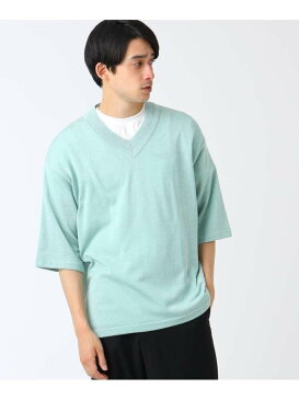 【SALE／70%OFF】tk.TAKEO KIKUCHI ビッグシルエットVネックカラーニット(チルデン) ティーケータケオキクチ ニット ニットその他 グレー グリーン オレンジ