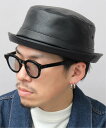 Ruben Ruben / ルーベン / フェイクレザー ポークパイハット / ポークパイ エー.エム.エス. 帽子 ハット ブラック【送料無料】