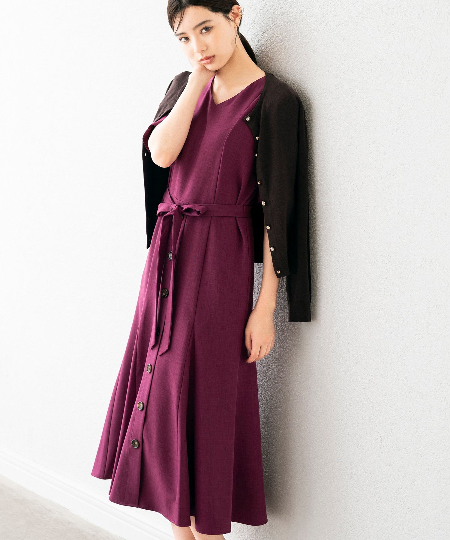 【SALE／49%OFF】MISCH MASCH カラーAラインワンピース ミッシュマッシュ ワンピース・ドレス ワンピース パープル ネイビー ブラウン【送料無料】のサムネイル