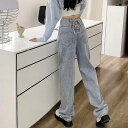 miniministore バックレースアップ デニムパンツ お洒落 ミニミニストア パンツ ジーンズ・デニムパンツ ブルー