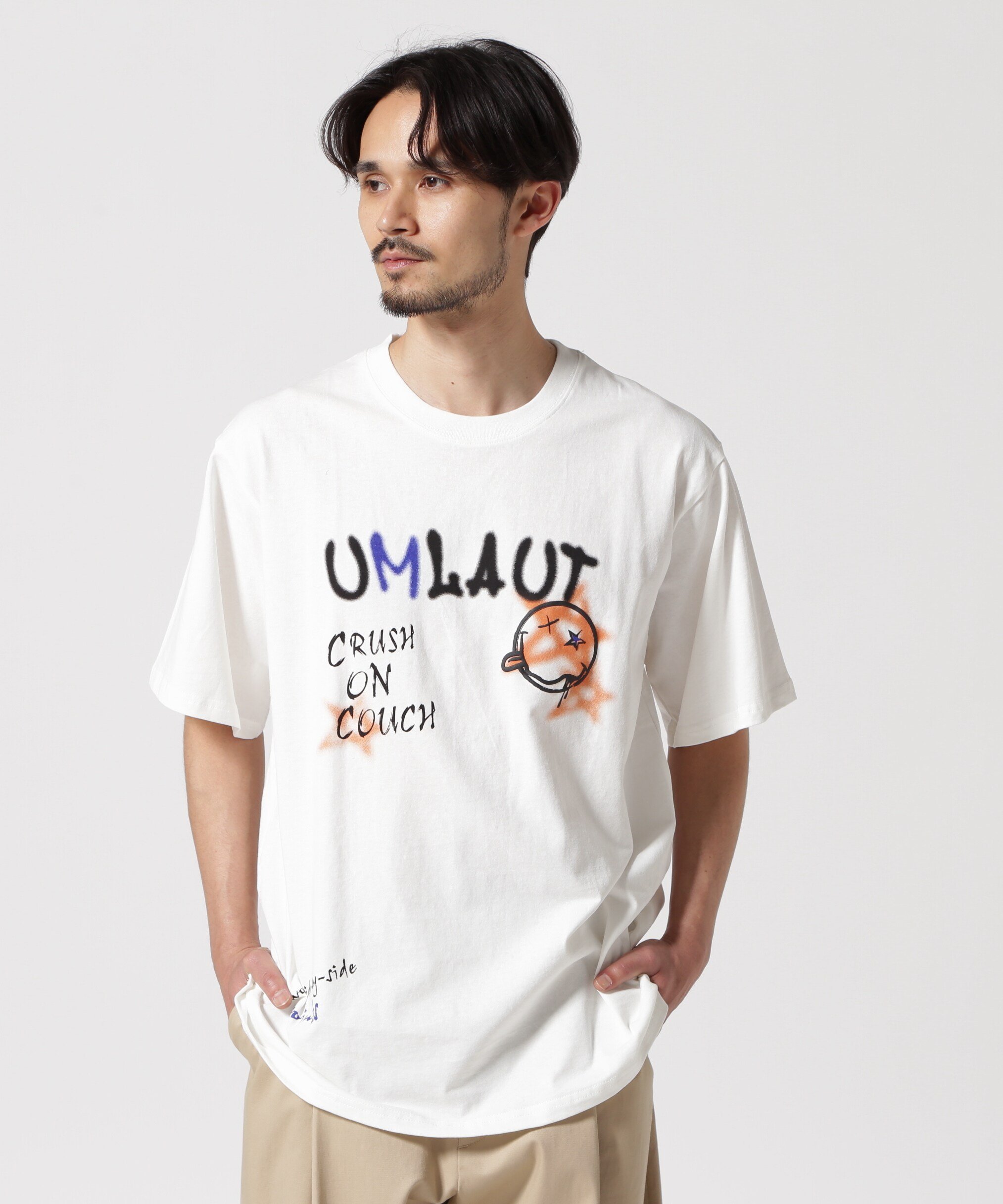 LHP UMLAUT/ウムラウト/グラフィックTEE エルエイチピー トップス カットソー・Tシャツ ホワイト ブラック【送料無料】