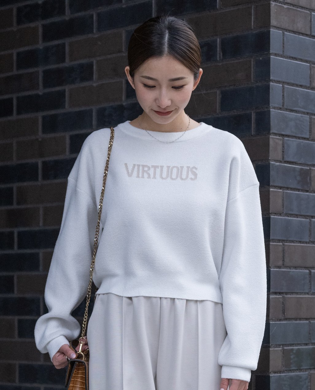 YEVS モールニット接結VIRTUOUSプルオーバー【セットアップ対応】 イーブス トップス ニット グレー ホワイト ブラック