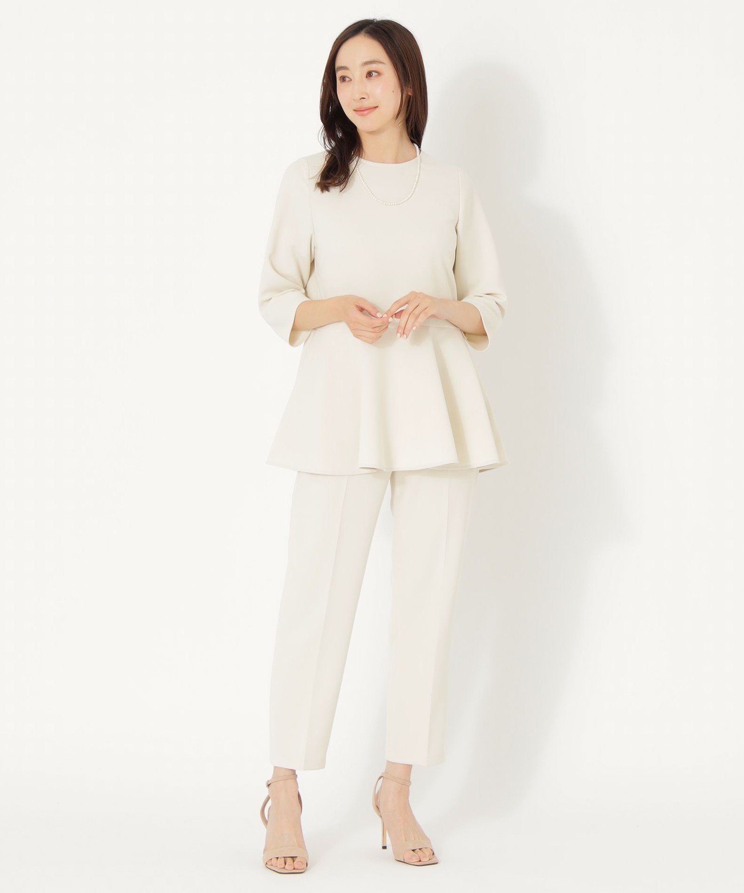 S.ESSENTIALS 【WARDROBE】ペプラムブラウス エス エッセンシャルズ トップス シャツ・ブラウス ネイビー ホワイト