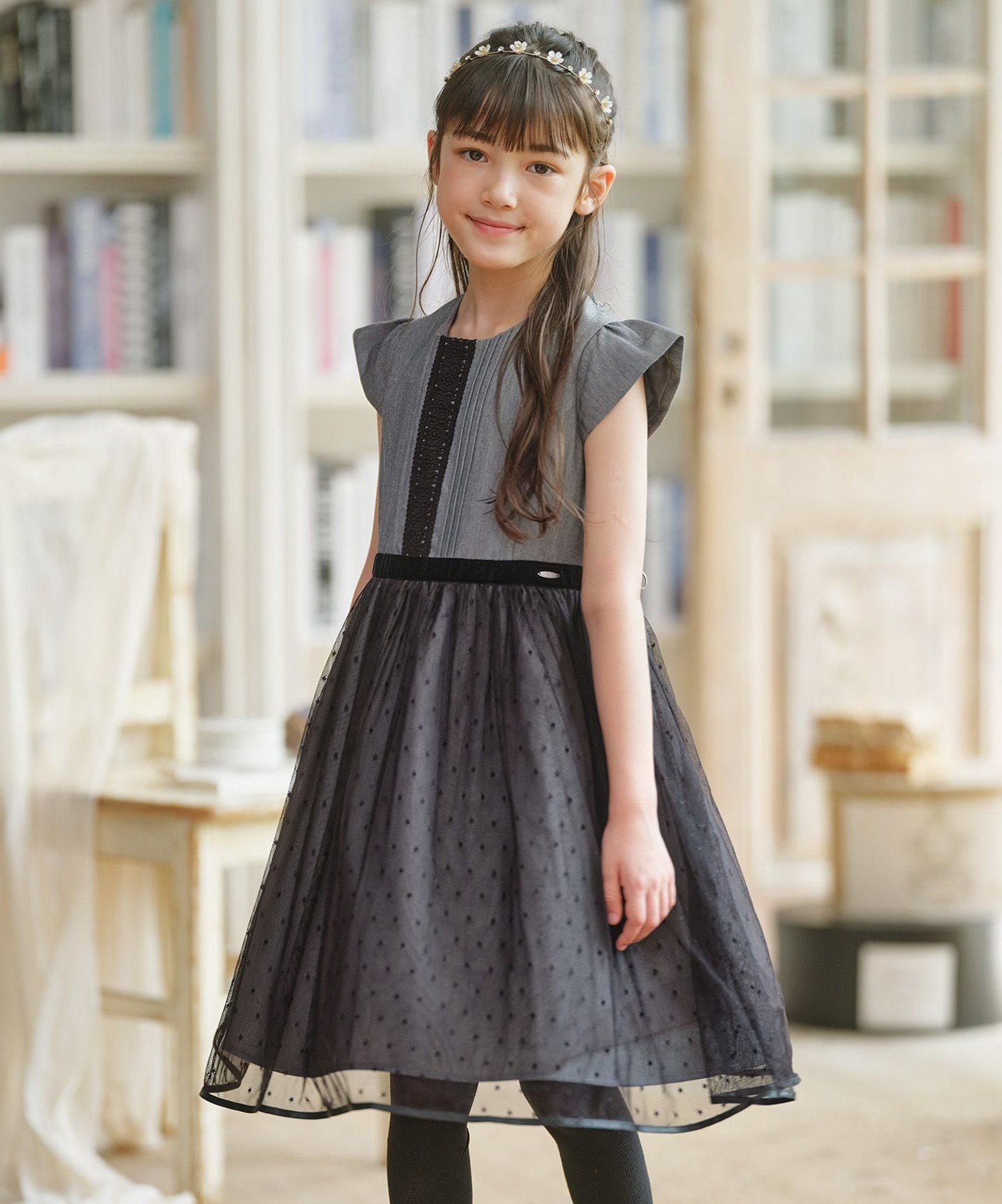 組曲 KIDS 【110-140cm】ノワールドット ドレス クミキョク ワンピース・ドレス ドレス グレー【送料無料】のサムネイル