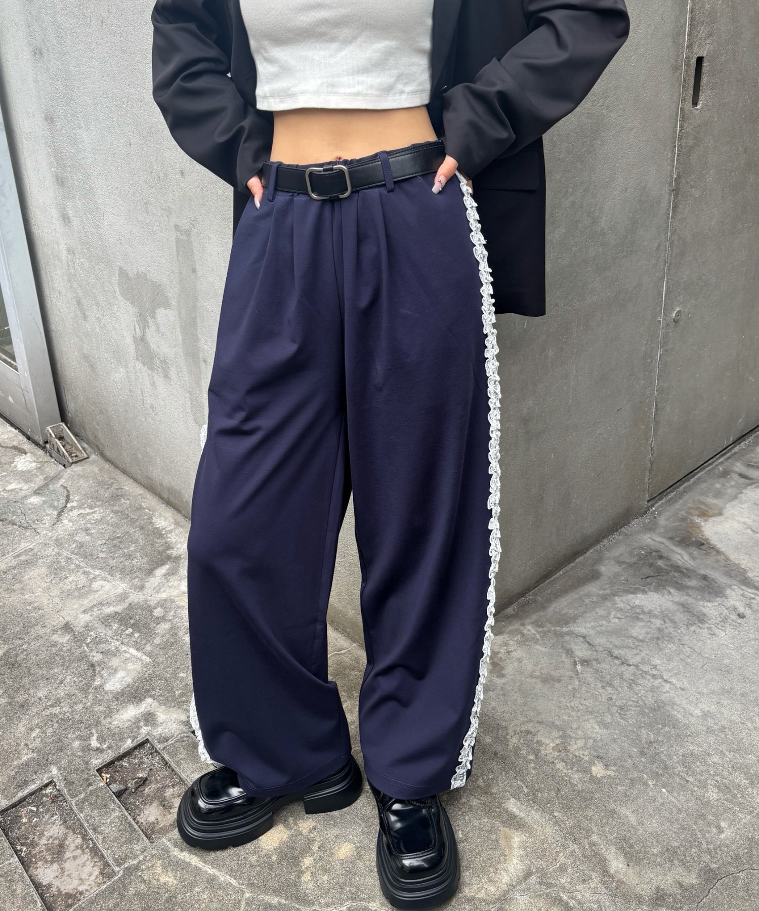 【SALE／62%OFF】PAL GROUP OUTLET 【WHO'S WHO gallery】サイドレースラインパンツ パル グループ アウトレット パンツ その他のパンツ ブラウン ブラック ネイビーのサムネイル