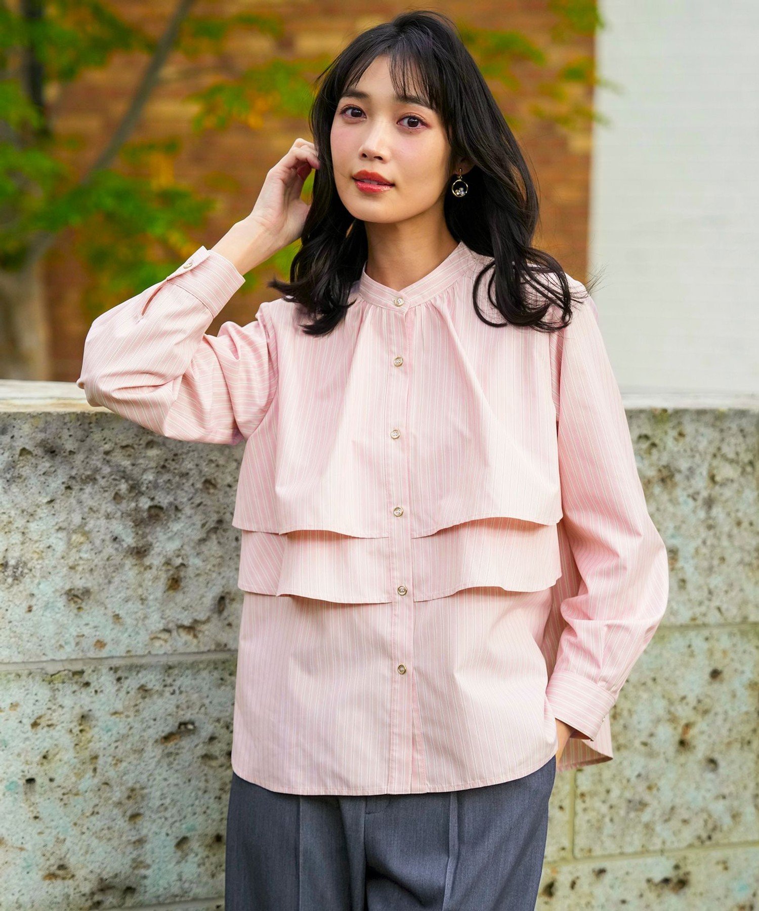 【SALE／20%OFF】ANY SIS L ラッフルレイヤード ブラウス エニィスィス トップス シャツ・ブラウス ピンク ブルー ホワイト ネイビー【送料無料】